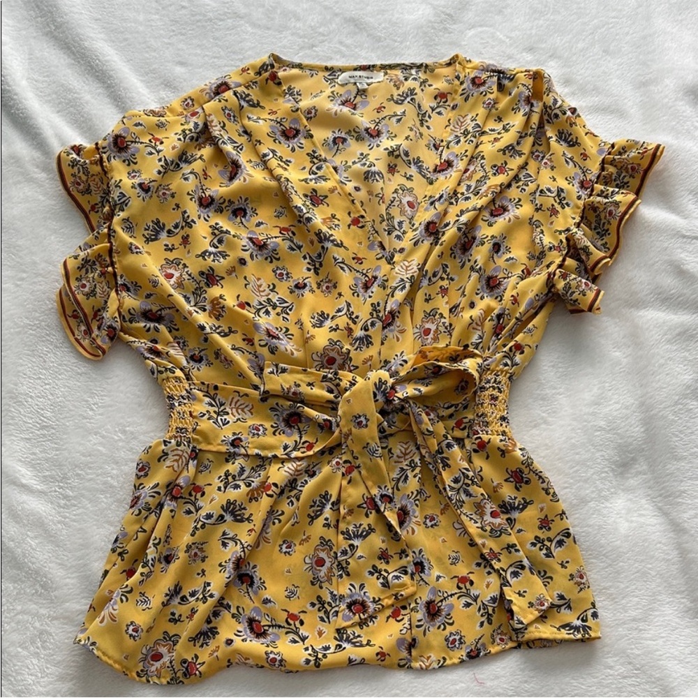 Max Studio Yellow Floral Blouse
